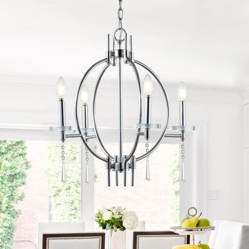 Laura 23" Crystal/Metal LED Chandelier - JONATHAN Y
